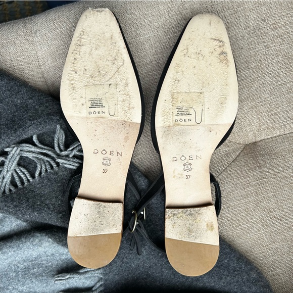 Doen Sz 37 Suede Renata Slingback Sandal Black - Picture 7 of 9